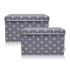 Lifeney Aufbewahrungsbox 2er-Set Dunkelgrau Stern, 37 X 25 X 21 Cm