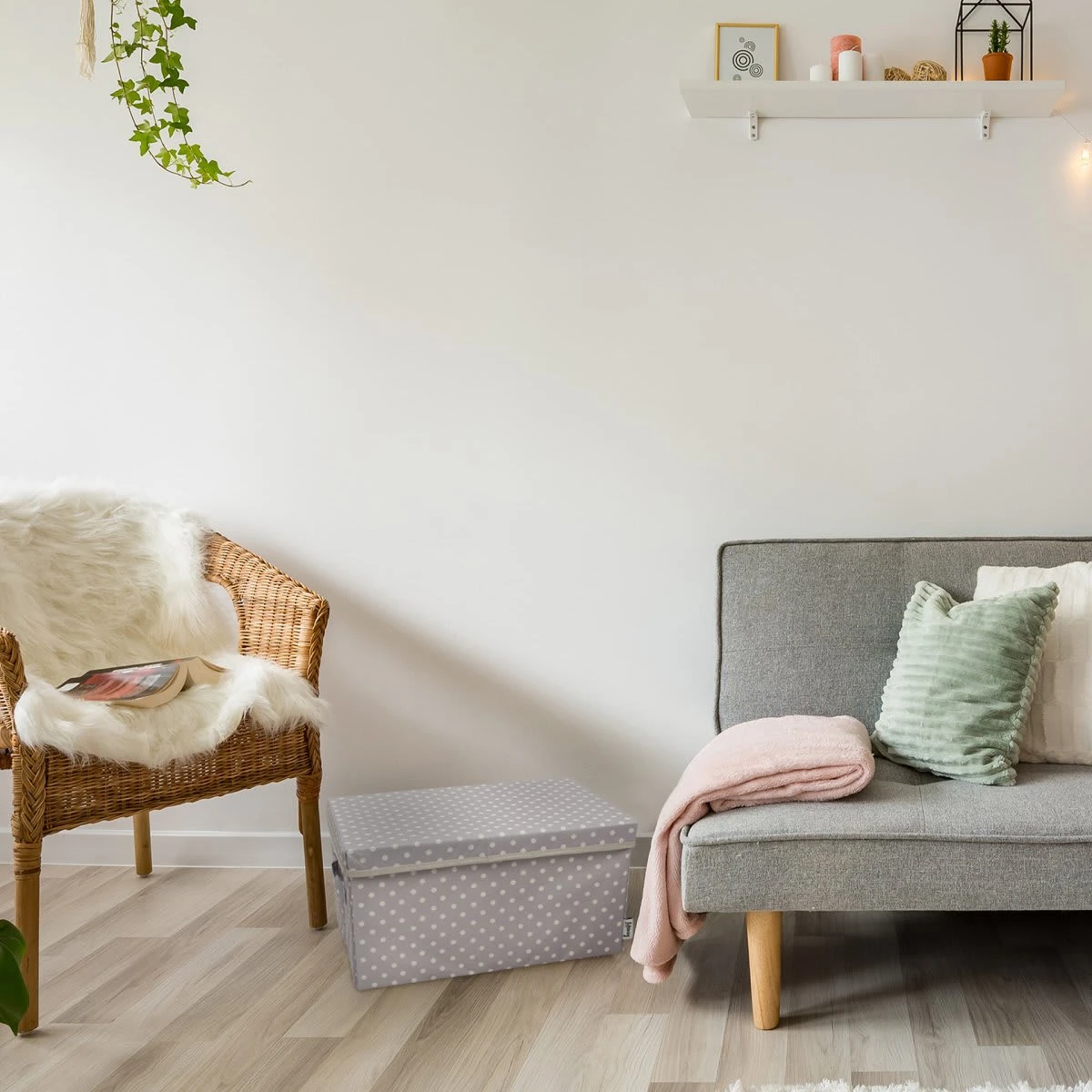 Lifeney Aufbewahrungsbox 2er-Set Hellgrau Punkte, 37 X 25 X 21 Cm – Bild 3