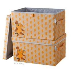 Lifeney Aufbewahrungsbox "DieMaus" 2er-Set Streuprint Orange – 37 X 25 X 21 Cm