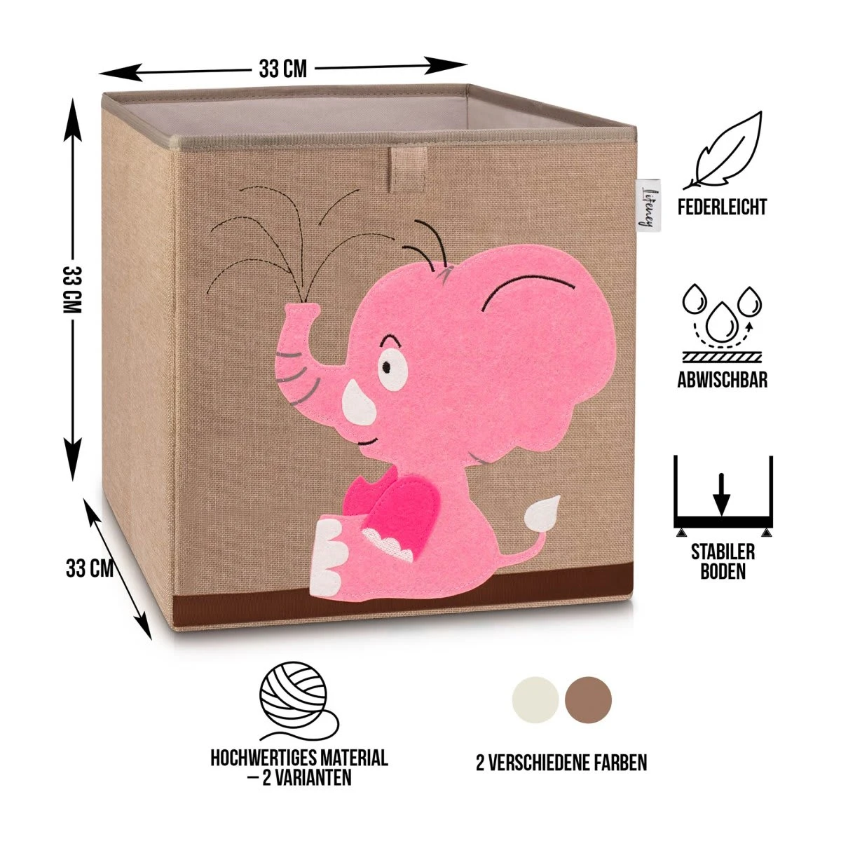 Lifeney Aufbewahrungsbox Elefant Dunkel, 33 X 33 X 33 Cm – Bild 2