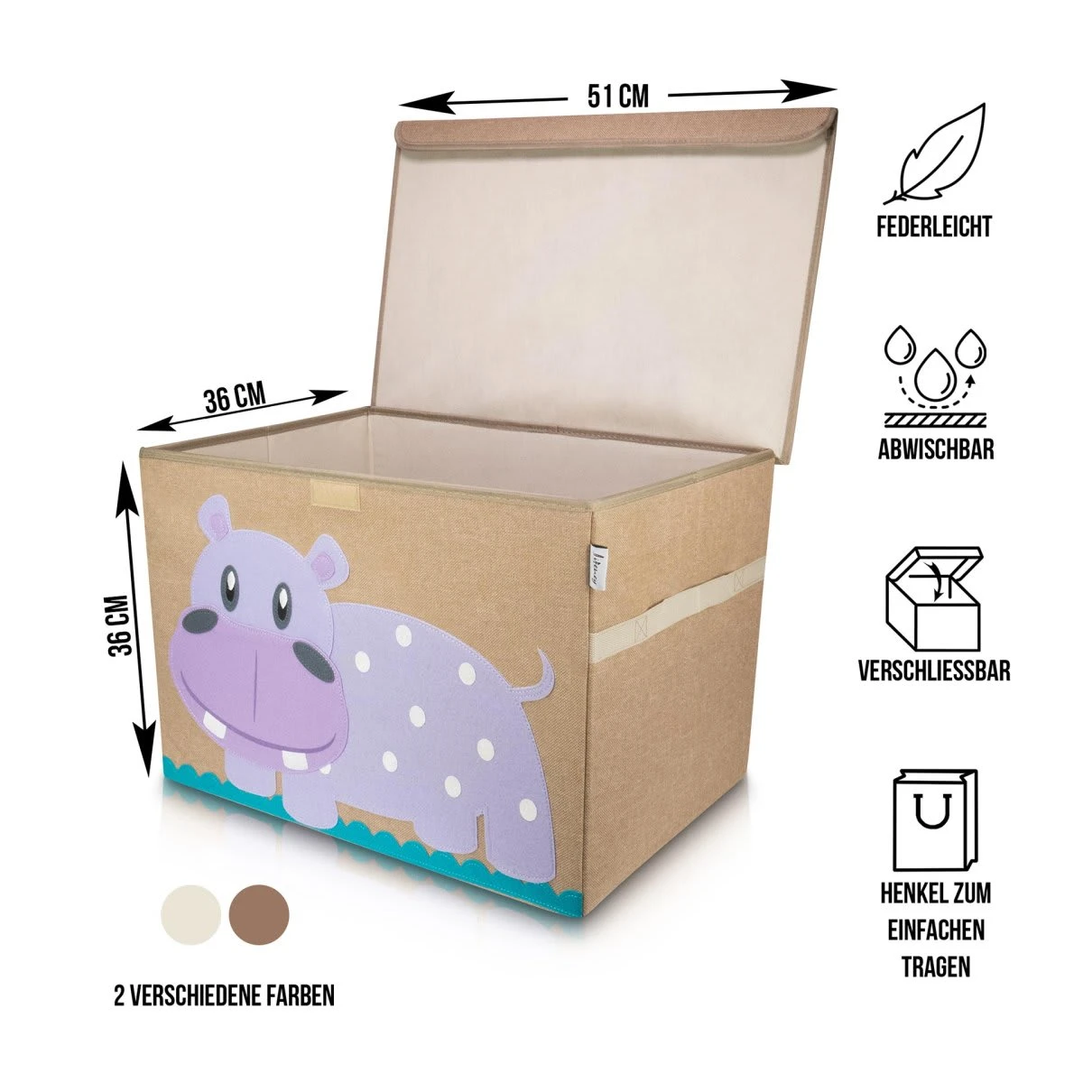 Lifeney Aufbewahrungsbox Hippo, 51 X 36 X 36 Cm – Bild 2