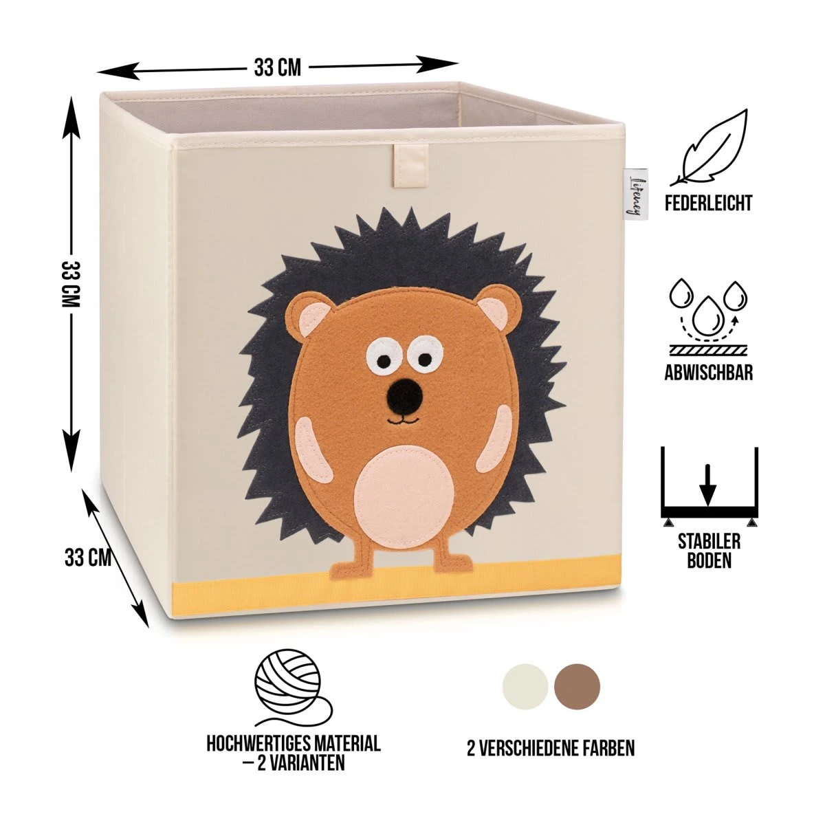 Lifeney Aufbewahrungsbox Igel Hell, 33 X 33 X 33 Cm – Bild 2