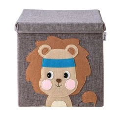 Lifeney Aufbewahrungsbox Mit Deckel Grau Löwe, 33 X 33 X 33 Cm