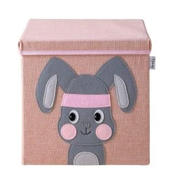 Lifeney Aufbewahrungsbox Mit Deckel Rosa Hase, 33 X 33 X 33 Cm