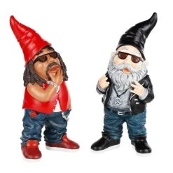 MARELIDA 2er Set Cooler Gartenzwerg Mit Brille In Rot/blau