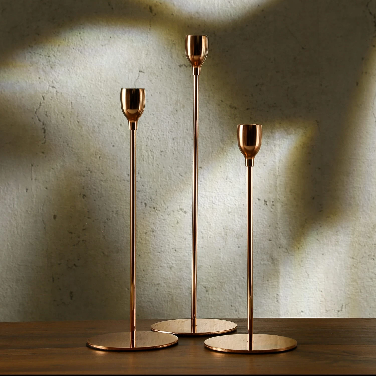 MARELIDA 3er Set Kerzenständer Stabkerzenhalter In Rosegold – Bild 3