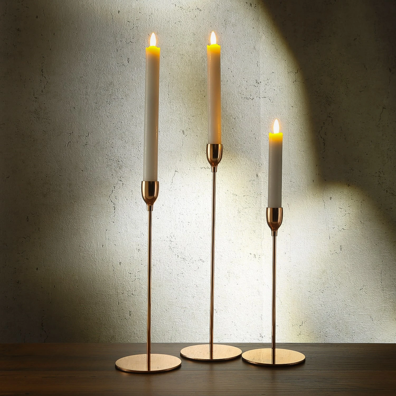 MARELIDA 3er Set Kerzenständer Stabkerzenhalter In Rosegold – Bild 5