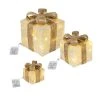 MARELIDA 3er Set LED Geschenkboxen Timer Für Innen Batteriebetrieb In Creme, Gold