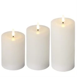 MARELIDA 3er Set LED Kerzen In Weiß 3 Größen