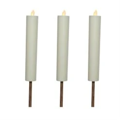 MARELIDA 3er Set LED Solar Fackel Stabkerze In Weiß