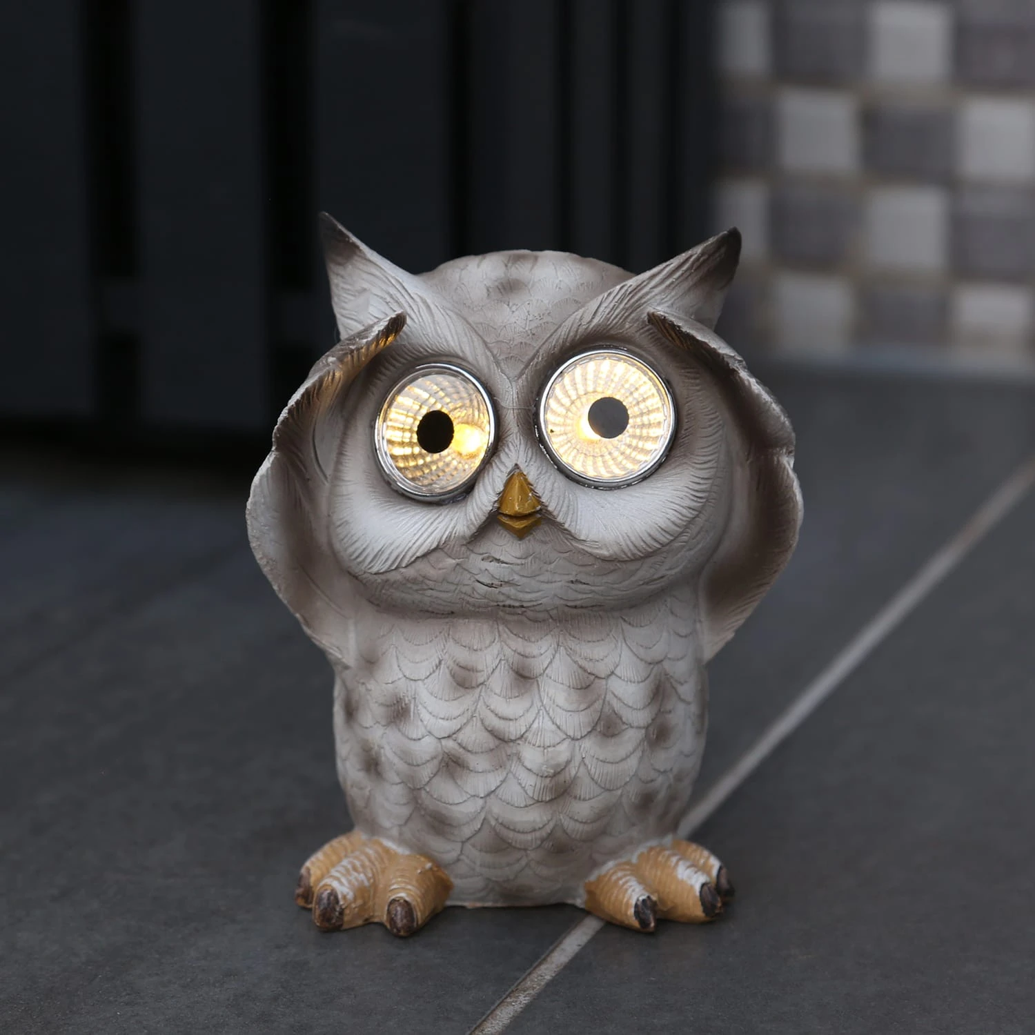 MARELIDA 3er Set LED Solar Gartenfiguren Eulen In Grau - H: 12,5cm – Bild 4
