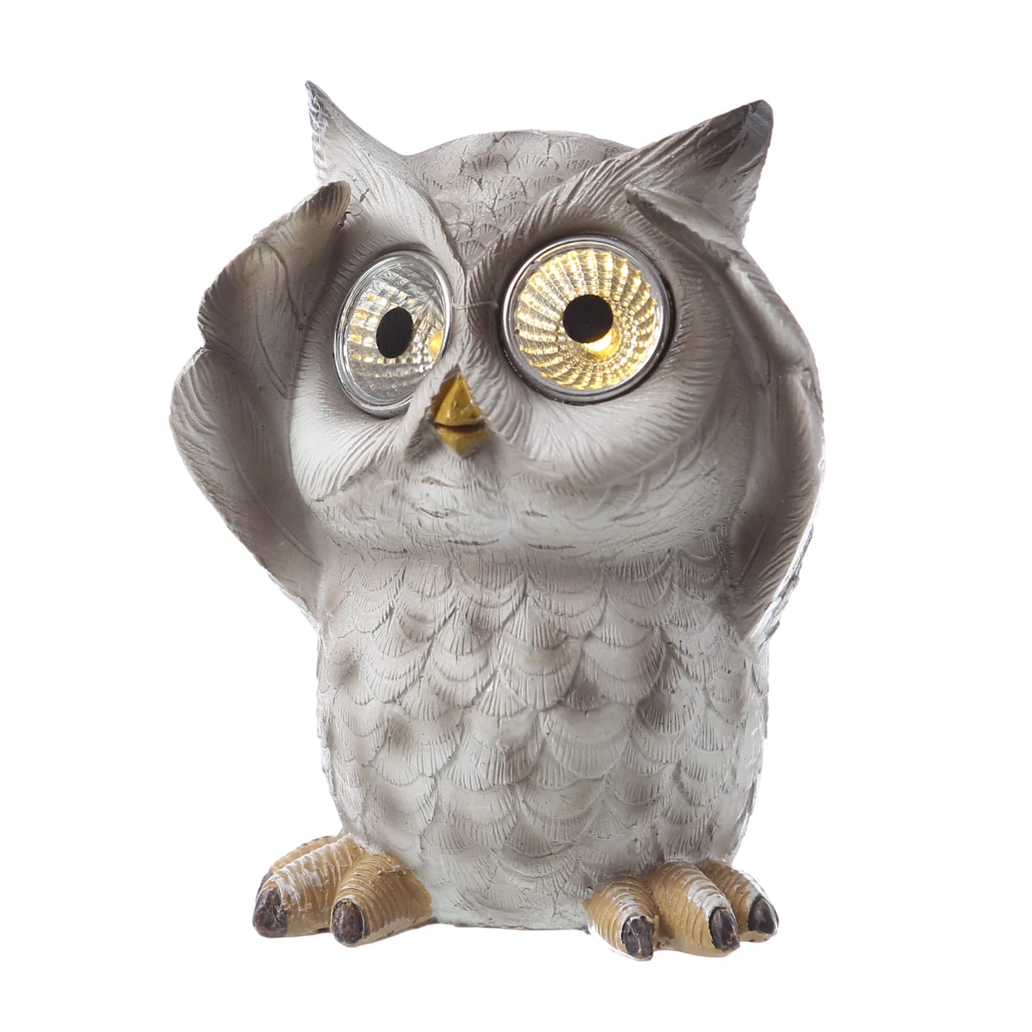 MARELIDA 3er Set LED Solar Gartenfiguren Eulen In Grau - H: 12,5cm – Bild 5