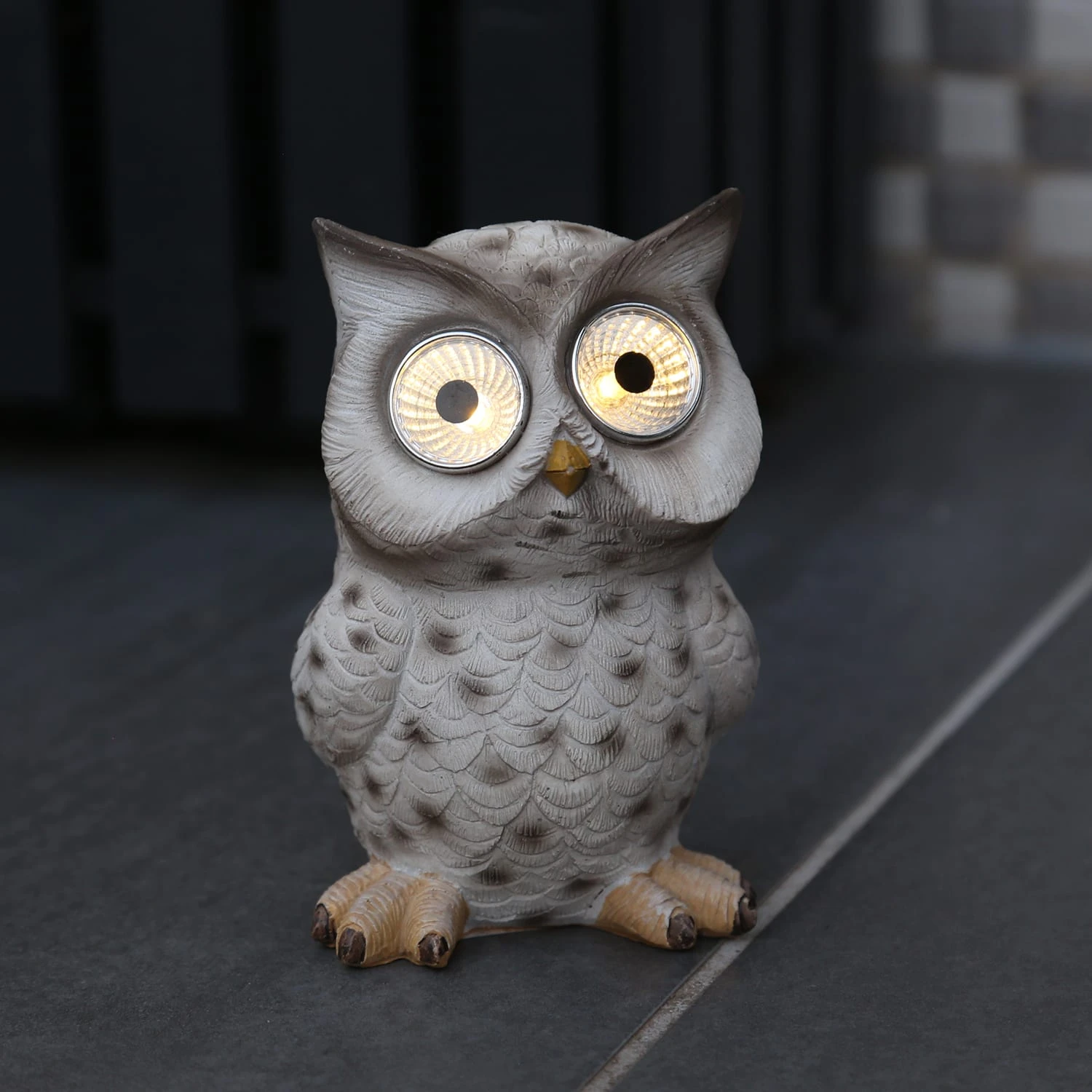 MARELIDA 3er Set LED Solar Gartenfiguren Eulen In Grau - H: 12,5cm – Bild 7