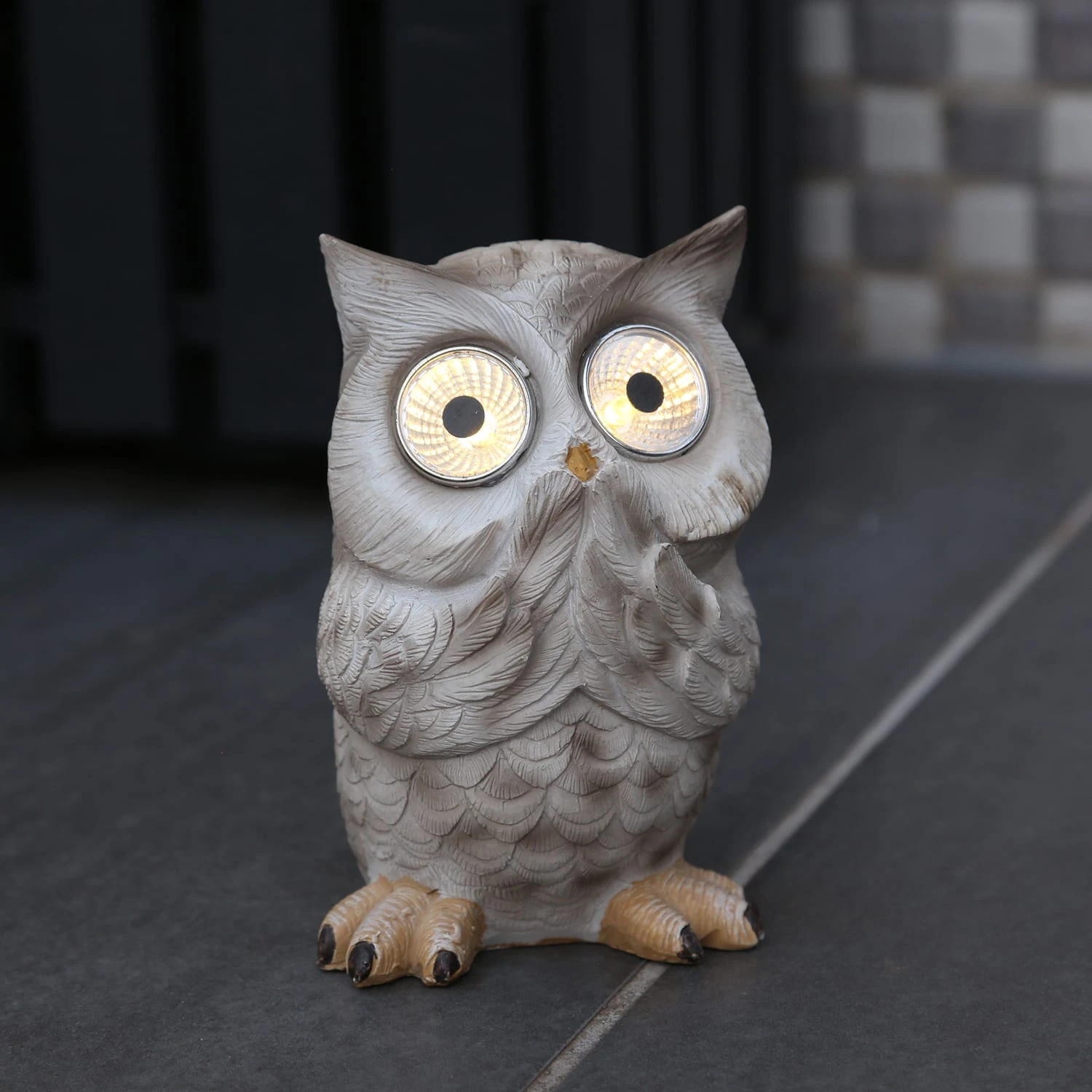 MARELIDA 3er Set LED Solar Gartenfiguren Eulen In Grau - H: 12,5cm – Bild 9
