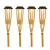 MARELIDA 4er Set LED Solar Bambus Fackel In Natur