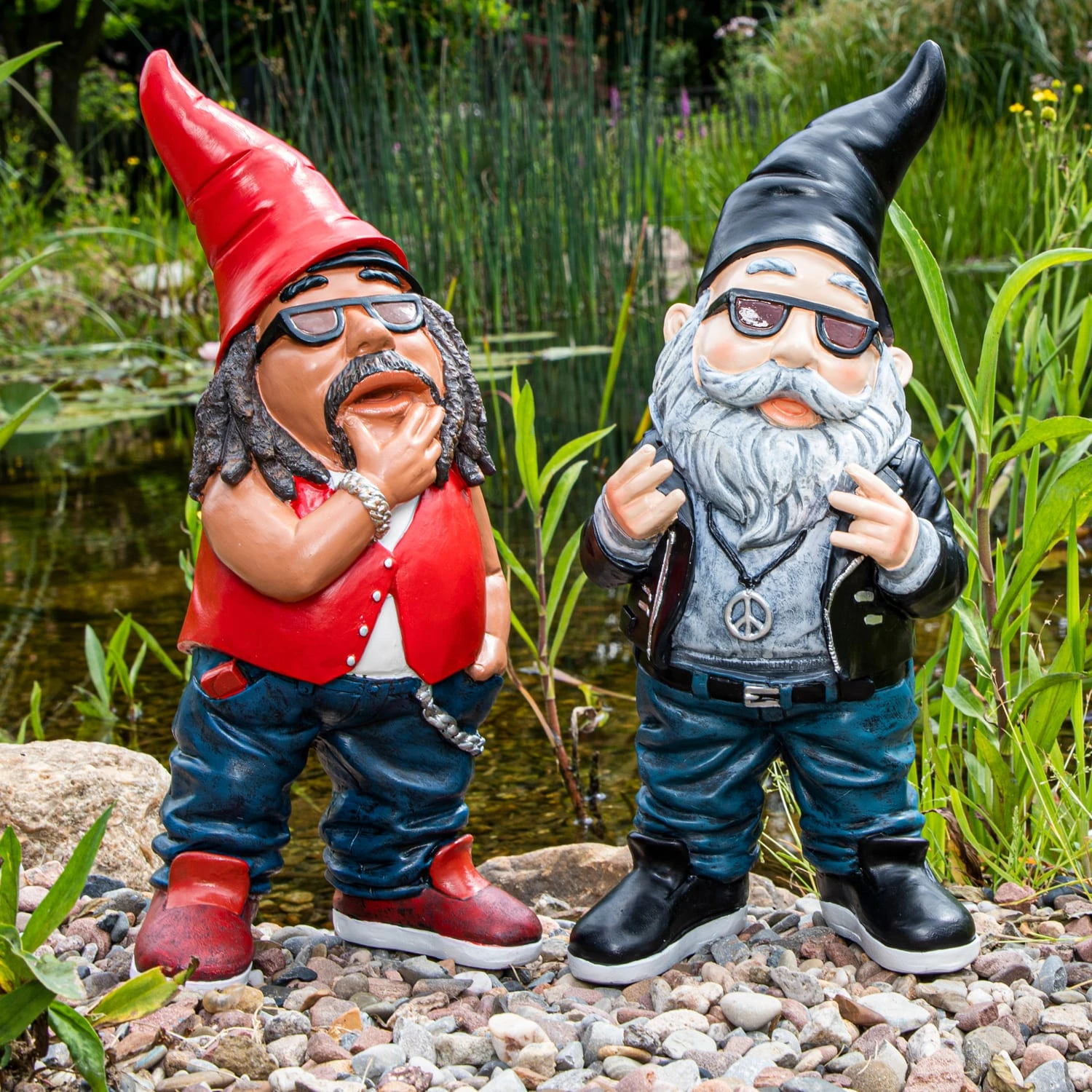 MARELIDA Cooler Gartenzwerg Mit Brille In Grau/blau – Bild 2