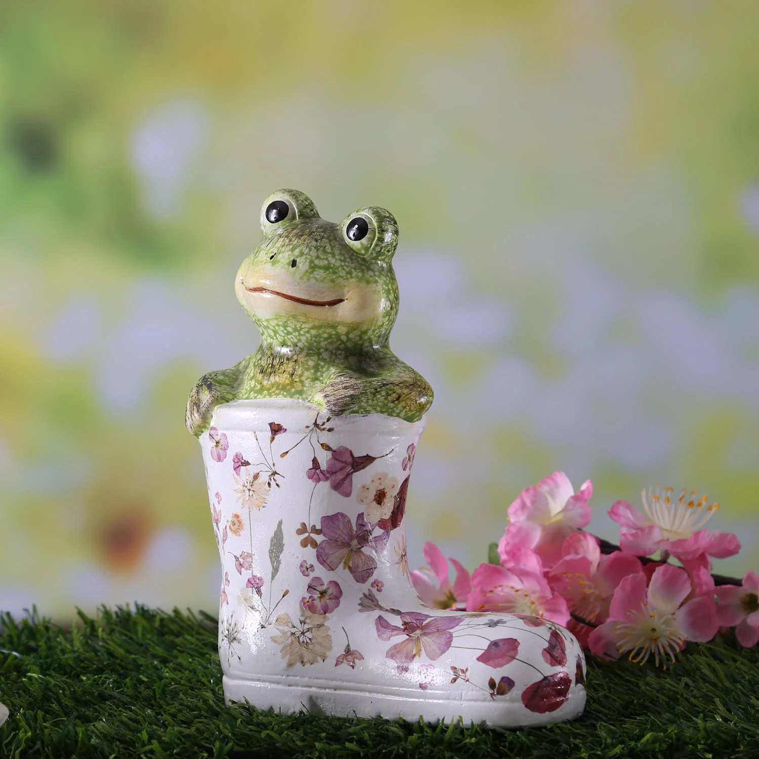 MARELIDA Dekofigur Gartenfigur Frosch Im Gummistiefel In Grün/weiß - H: 17cm – Bild 2