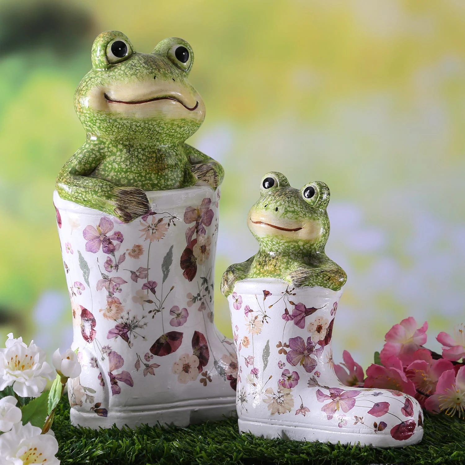 MARELIDA Dekofigur Gartenfigur Frosch Im Gummistiefel In Grün/weiß - H: 17cm – Bild 3