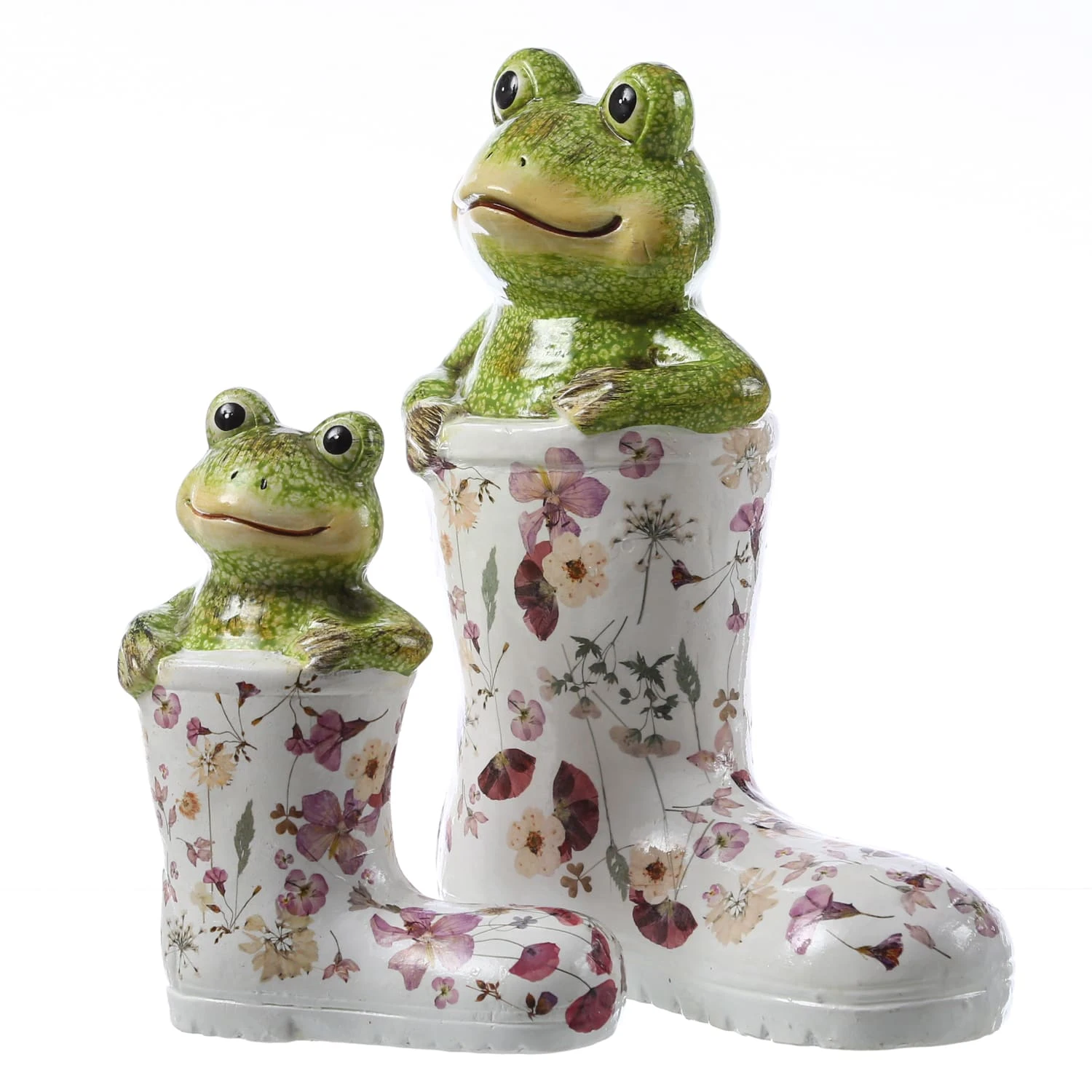 MARELIDA Dekofigur Gartenfigur Frosch Im Gummistiefel In Grün/weiß - H: 17cm – Bild 4
