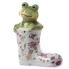 MARELIDA Dekofigur Gartenfigur Frosch Im Gummistiefel In Grün/weiß - H: 26,5cm