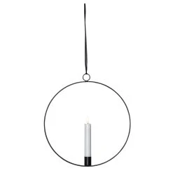 MARELIDA Dekoring Mit LED Stabkerze Zum Aufhängen Kerzenhalter D: 28,5cm In Schwarz