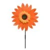 MARELIDA Doppel Windrad Blume In Orange - H: 75cm