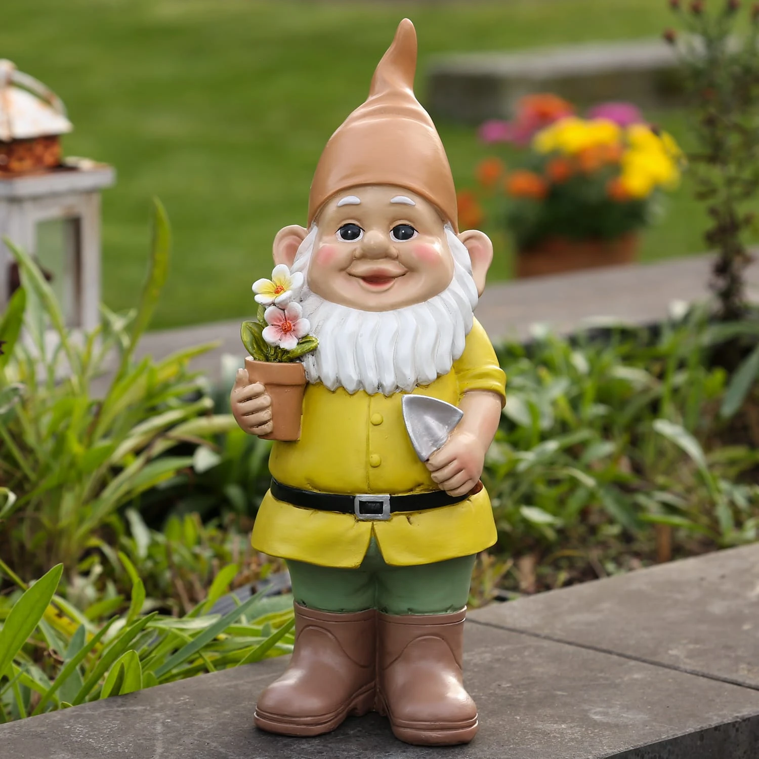 MARELIDA Gartenzwerg Mit Blume Und Schaufel Gartenfigur H: 29cm In Bunt – Bild 2