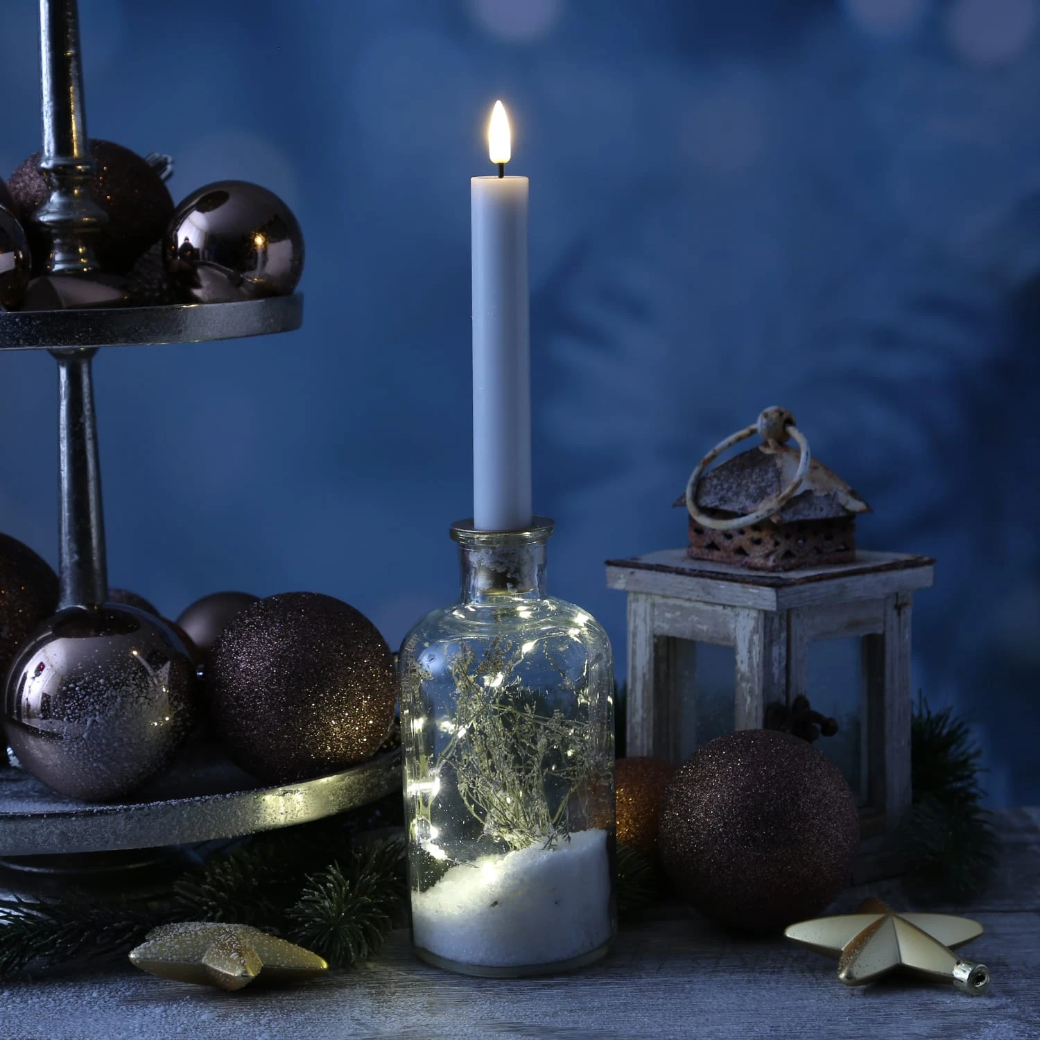 MARELIDA Kerzenhalter Für Stabkerzen Glas Mit LED Beleuchtung H: 16cm In Transparent – Bild 2