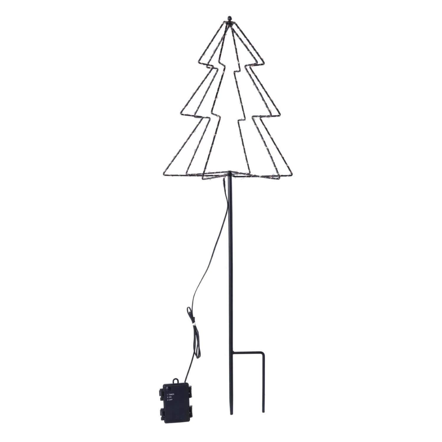 MARELIDA LED Baum 3D Gartenstecker 52LED Mit Timer Für Außen H: 75cm In Schwarz