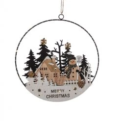 MARELIDA LED Dekoring Mit Schneemann Dekohänger Fensterdeko D: 25cm In Natur