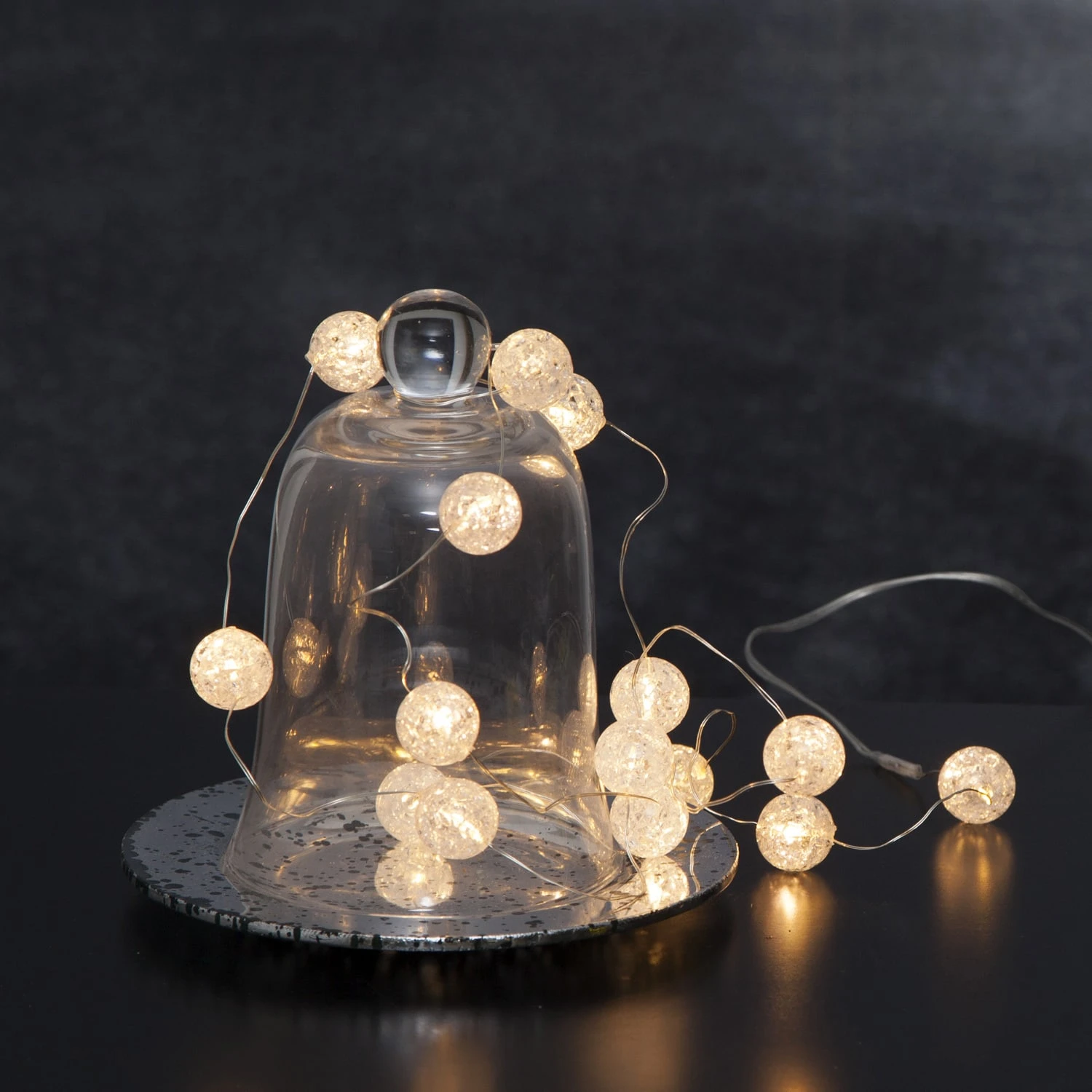 MARELIDA LED Draht Lichterkette Kugeln 20 Leuchtende Bälle Eisglas L: 1,8m – Bild 2