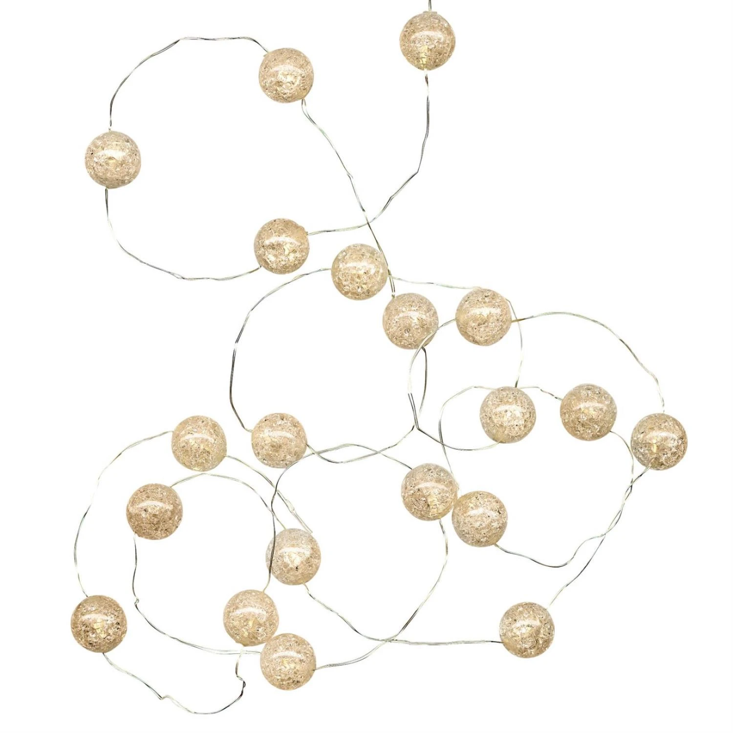 MARELIDA LED Draht Lichterkette Kugeln 20 Leuchtende Bälle Eisglas L: 1,8m