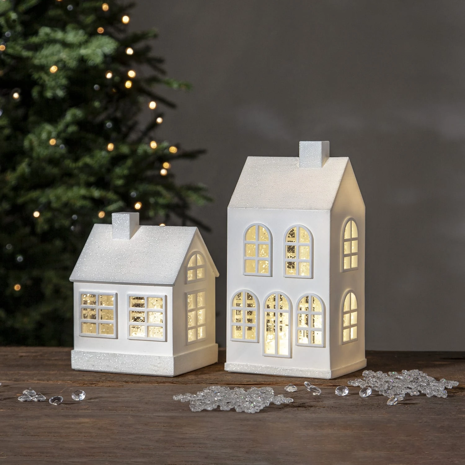 MARELIDA LED Haus Lichthauts Wasserlaterne Beleuchtet H: 22,5cm In Weiß – Bild 3