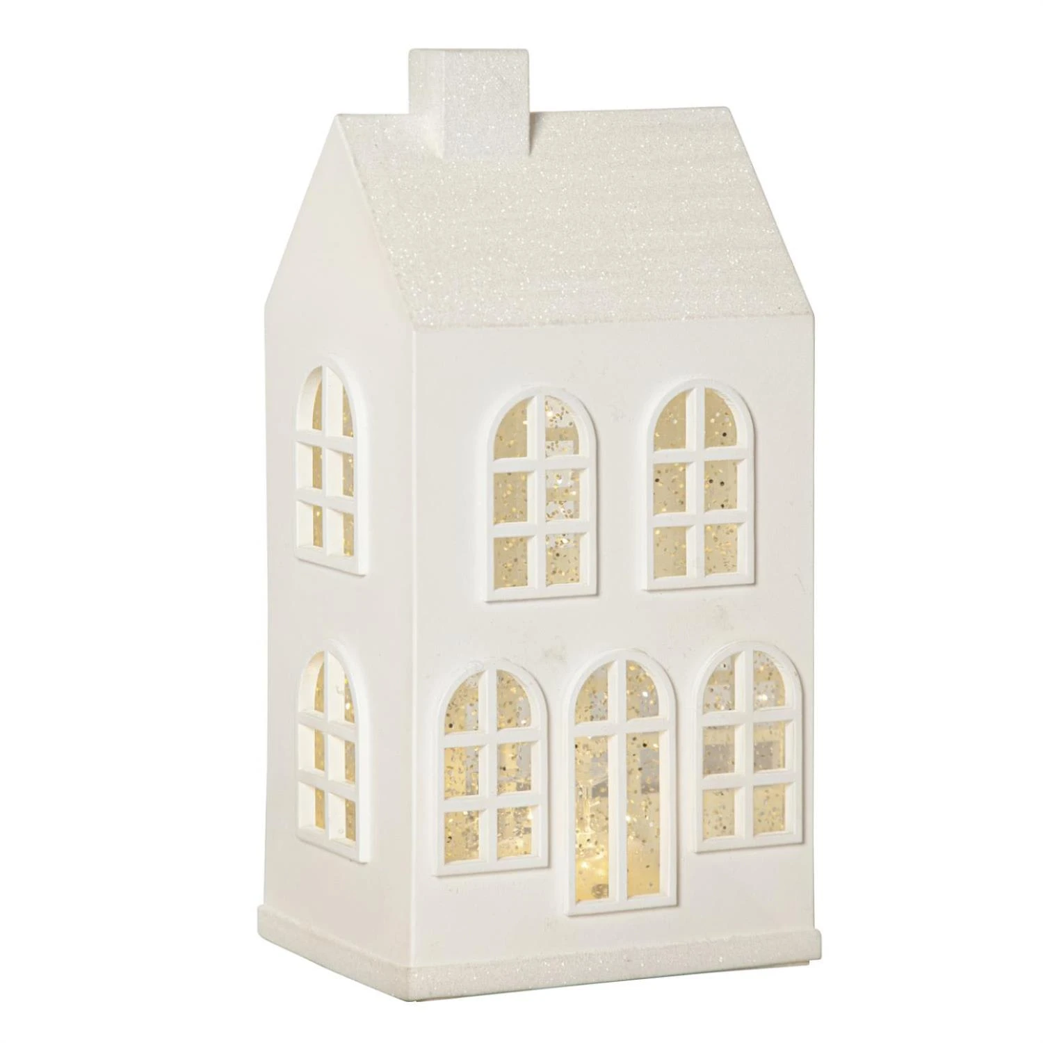MARELIDA LED Haus Lichthauts Wasserlaterne Beleuchtet H: 22,5cm In Weiß