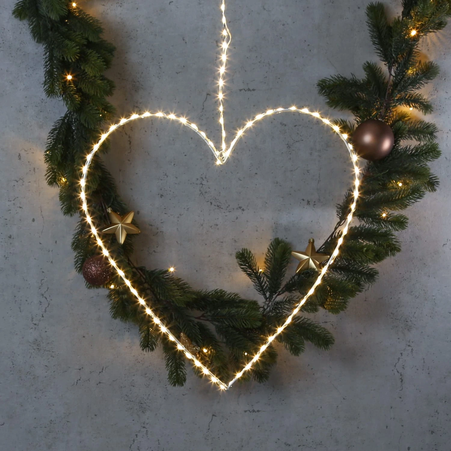 MARELIDA LED Herz Metallherz Hängedeko Für Außen Beleuchtet D: 38cm In Weiß