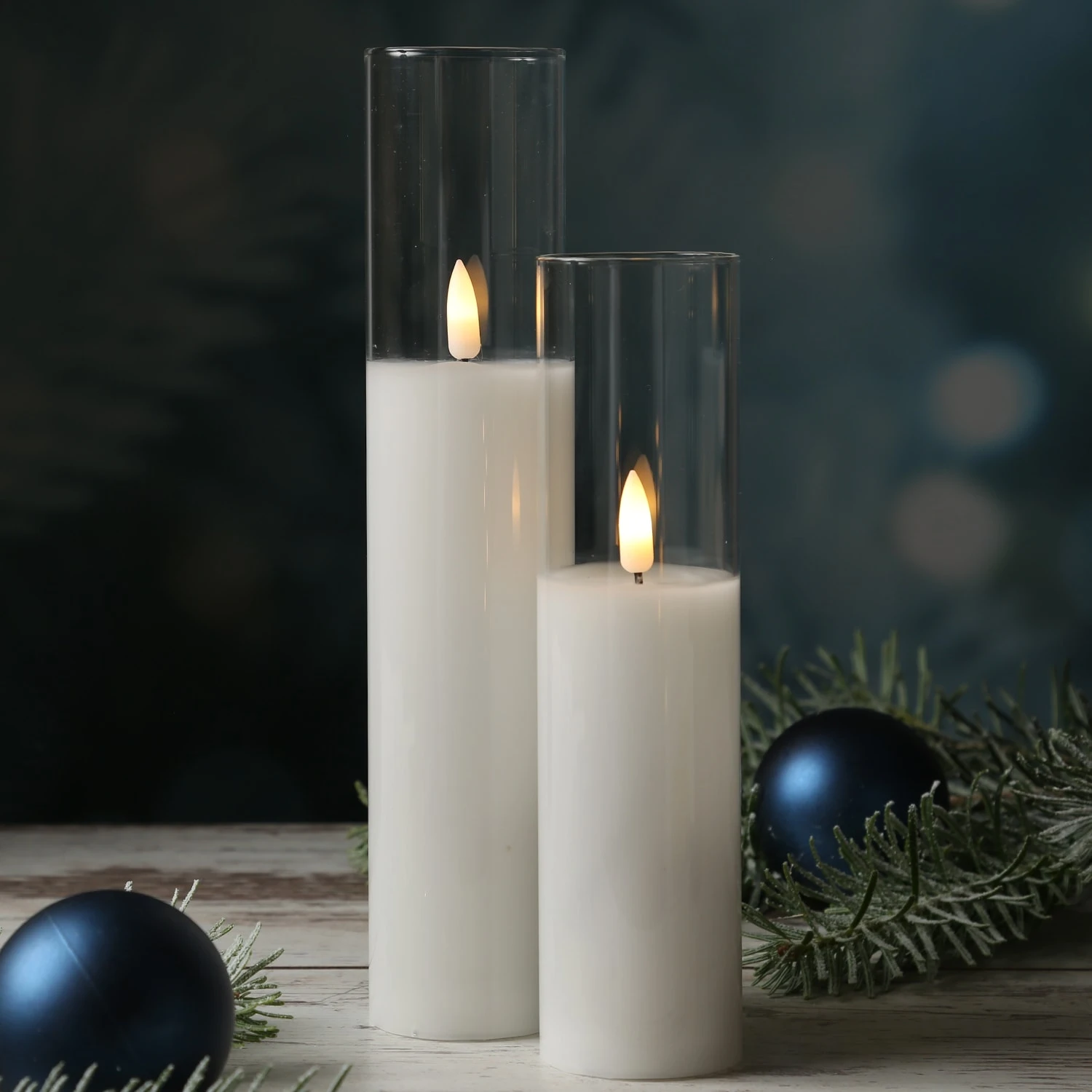 MARELIDA LED Kerze Im Glas Windlicht Echtwachs Flackernd H: 25cm In Weiß – Bild 6