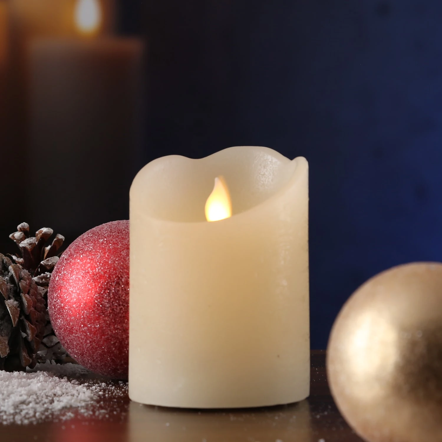 MARELIDA LED Kerze Twinkle Echtwachs Bewegte Flamme D: 7,5cm H: 10cm In Creme – Bild 3