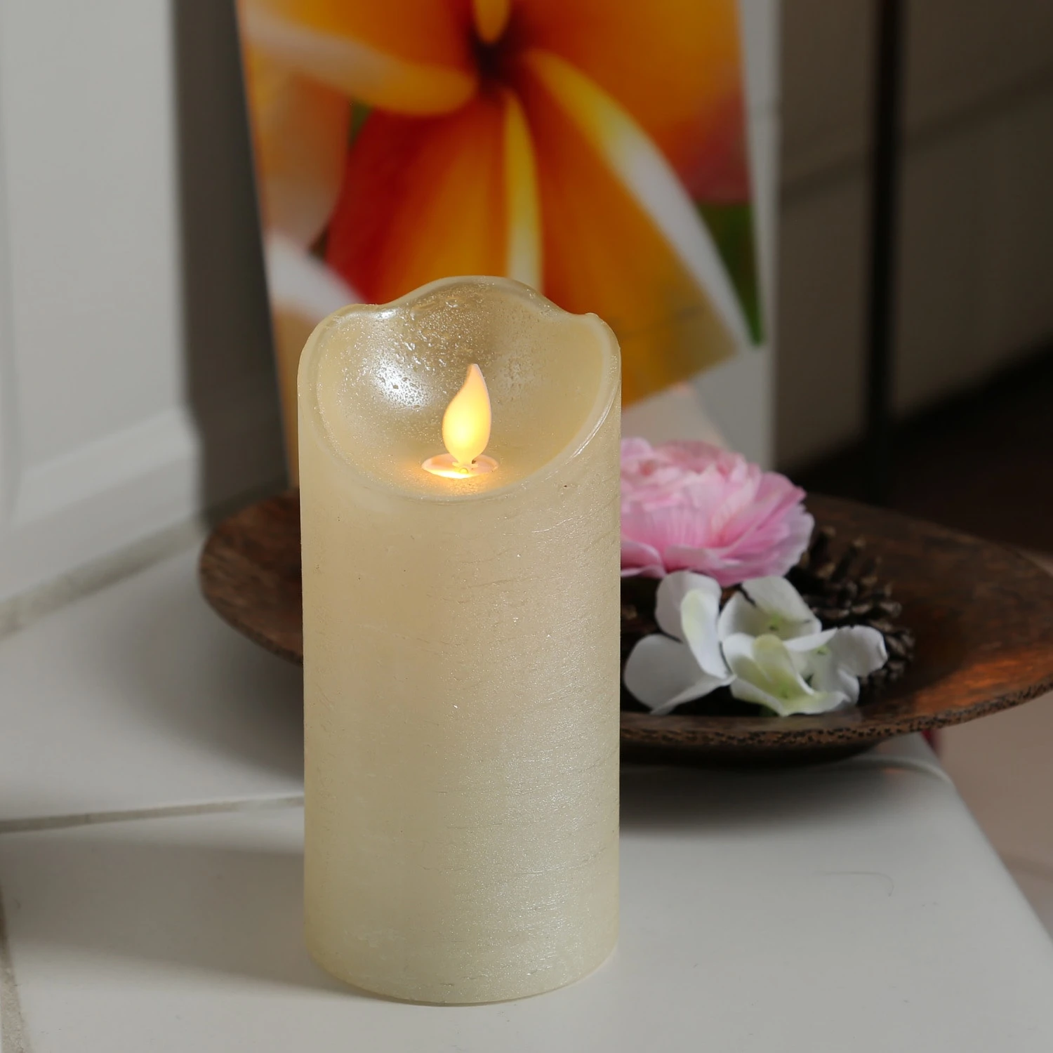 MARELIDA LED Kerze Twinkle Echtwachs Bewegte Flamme D: 7,5cm H: 15cm In Creme – Bild 3