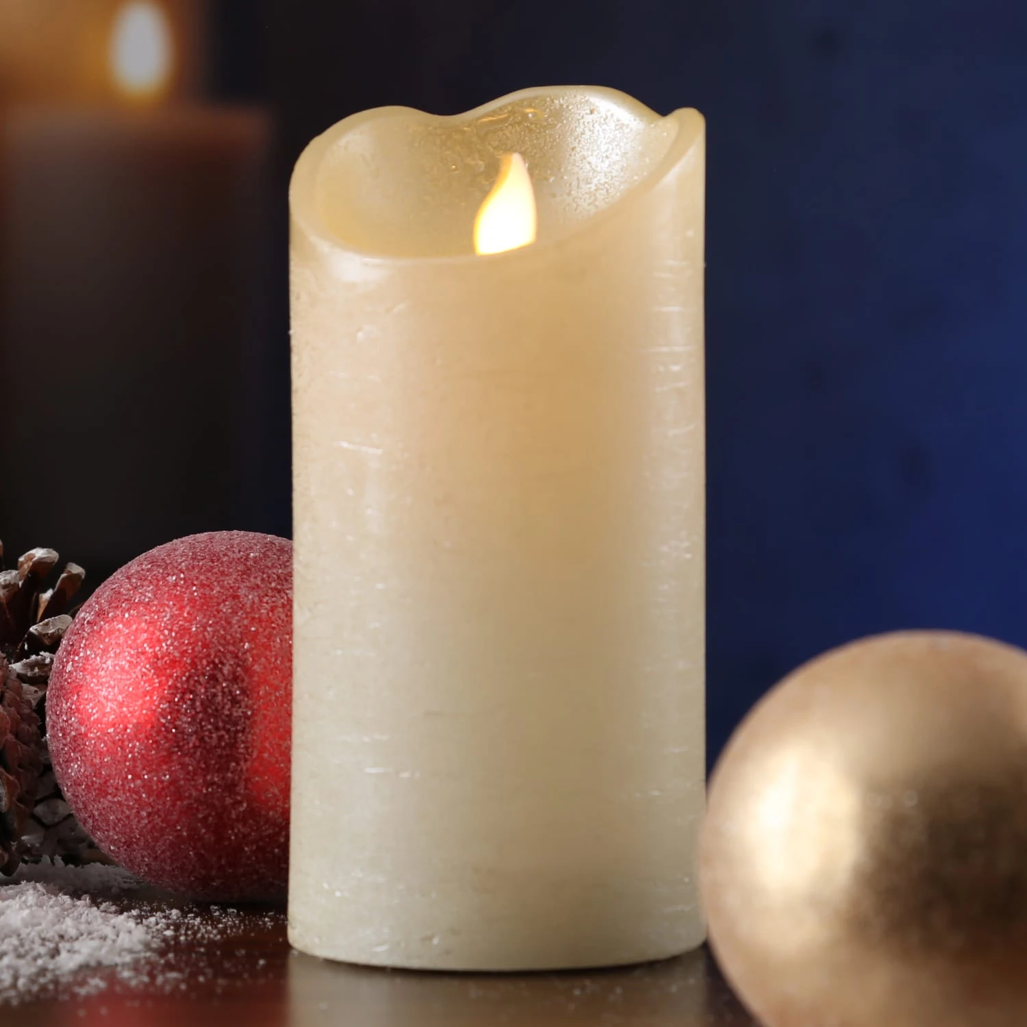 MARELIDA LED Kerze Twinkle Echtwachs Bewegte Flamme D: 7,5cm H: 15cm In Creme – Bild 4