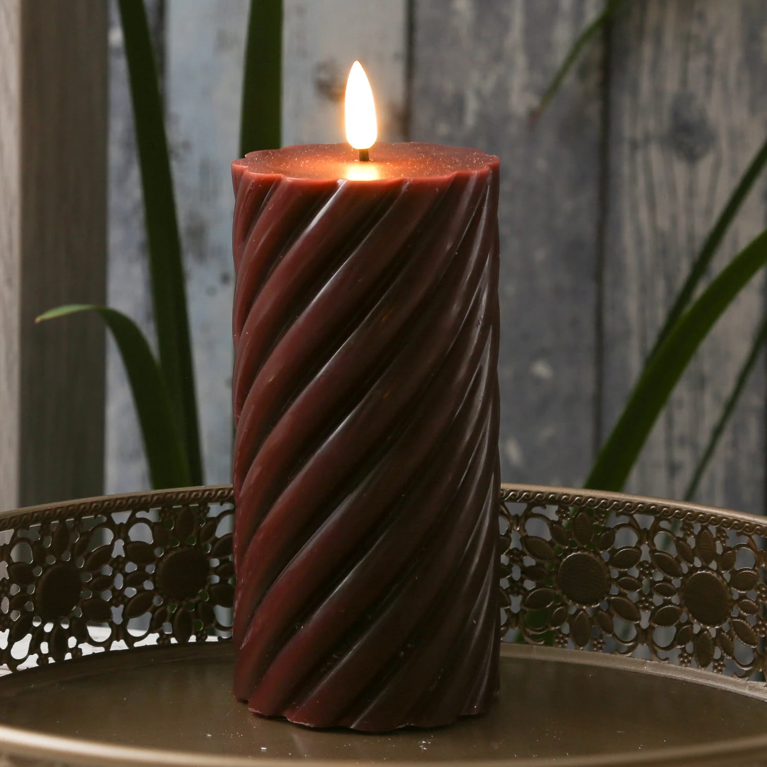 MARELIDA LED Kerze TWIST Echtwachs Gedreht Flackernd H: 17,5cm In Rot – Bild 7