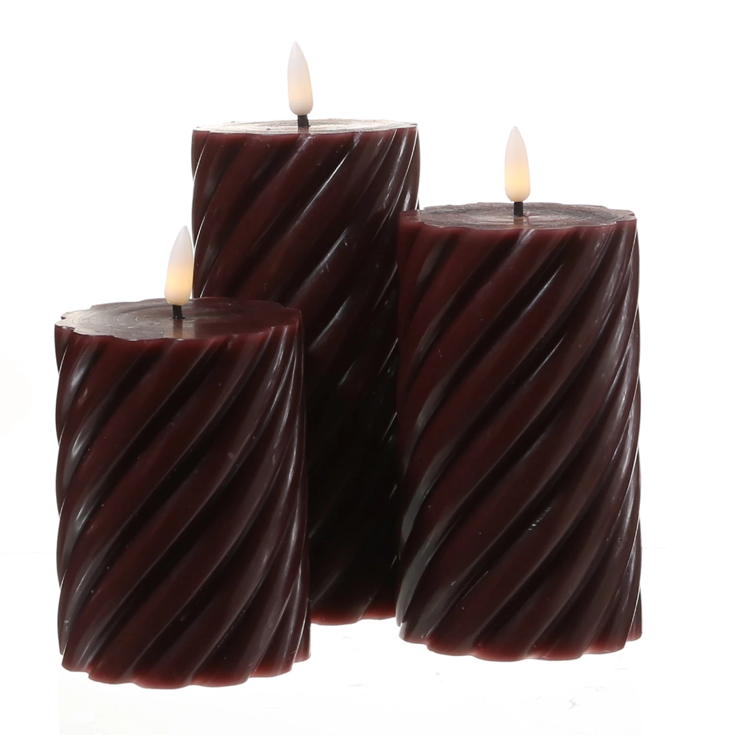 MARELIDA LED Kerze TWIST Echtwachs Gedreht Flackernd H: 17,5cm In Rot – Bild 8
