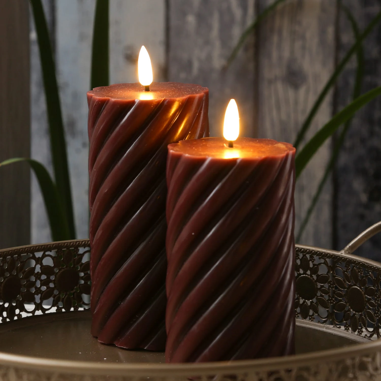 MARELIDA LED Kerze TWIST Echtwachs Gedreht Flackernd H: 17,5cm In Rot – Bild 10