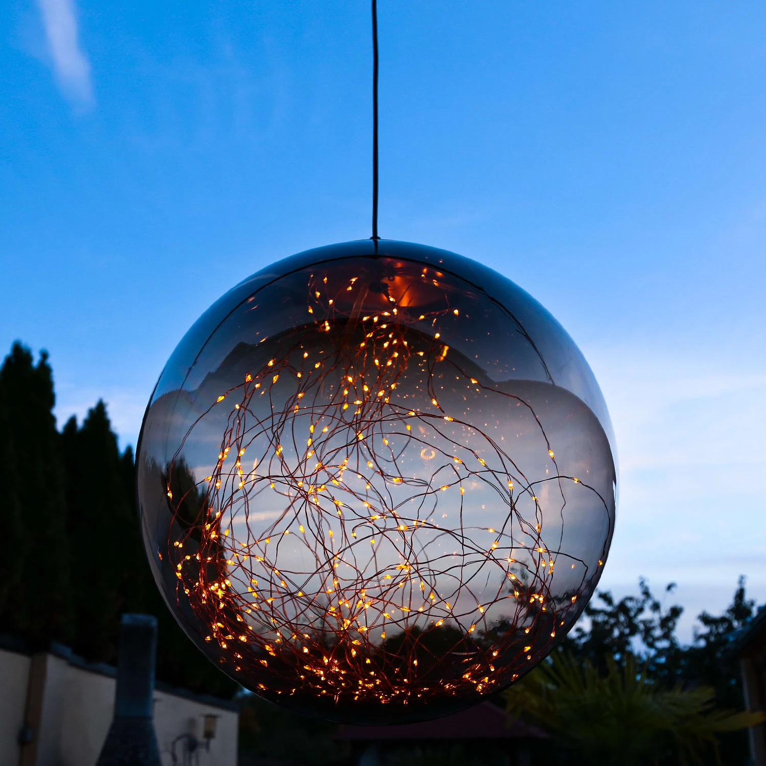 MARELIDA LED Kugel Mit Drahtlichterkette Hängend D: 40cm In Rauchgrau – Bild 3