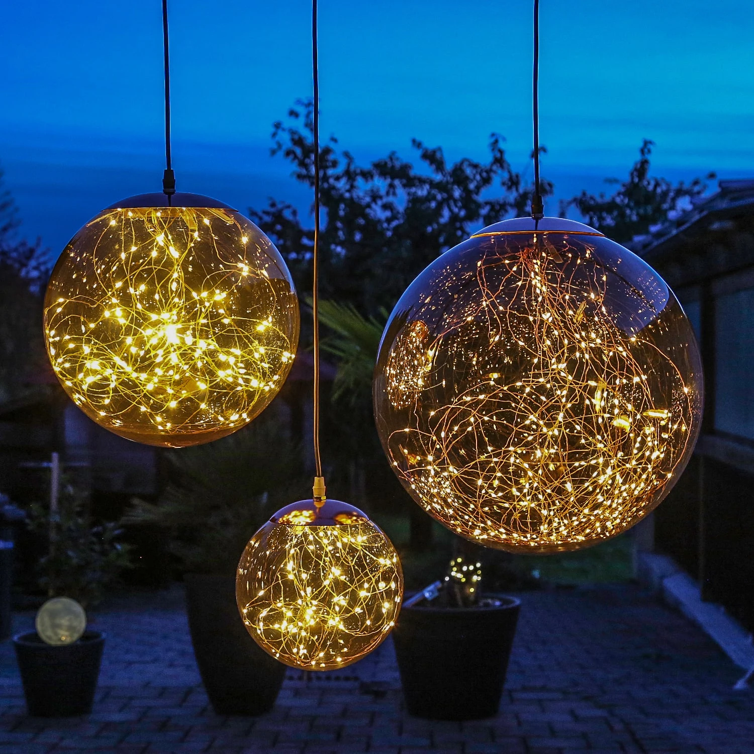 MARELIDA LED Kugel Mit Drahtlichterkette Hängend D: 40cm In Rauchgrau – Bild 8