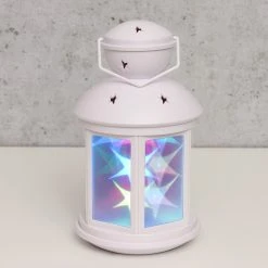 MARELIDA LED Laterne Farbiges Bewegtes Sternenmuster H: 22cm In Weiß