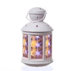 MARELIDA LED Laterne Weiße Sternenmuster Bewegt Oder Dauerleuchten H: 22cm In Weiß