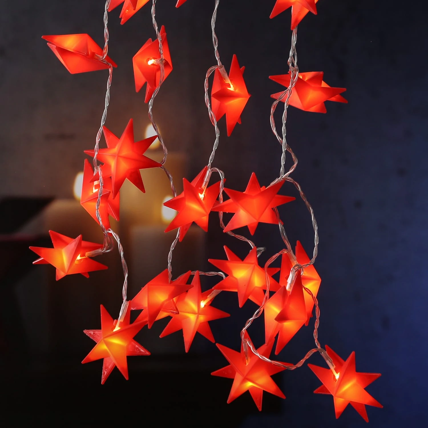 MARELIDA LED Licherkette Sterne 20 Leuchtende Sterne In Rot – Bild 2