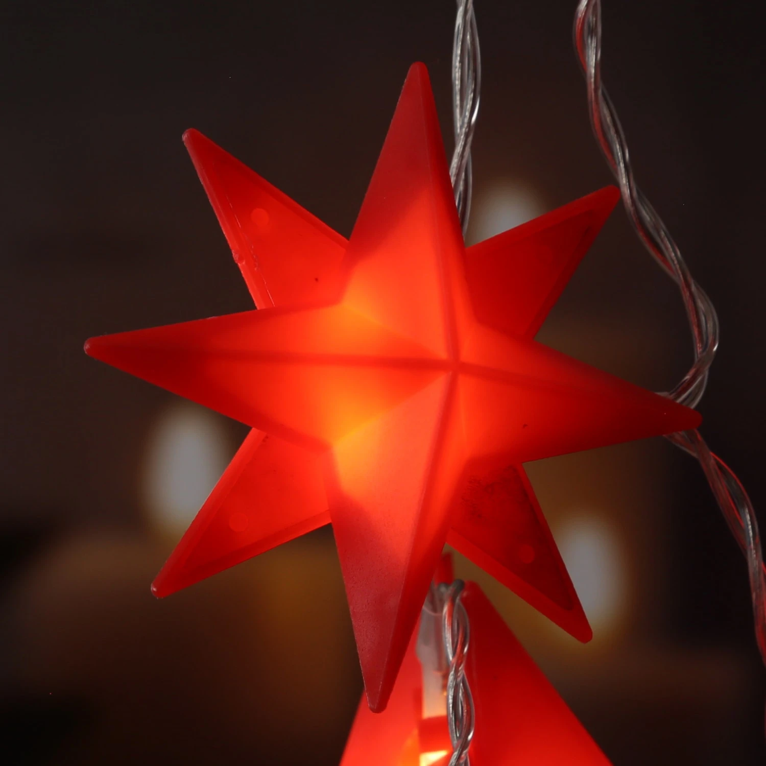 MARELIDA LED Licherkette Sterne 20 Leuchtende Sterne In Rot – Bild 4