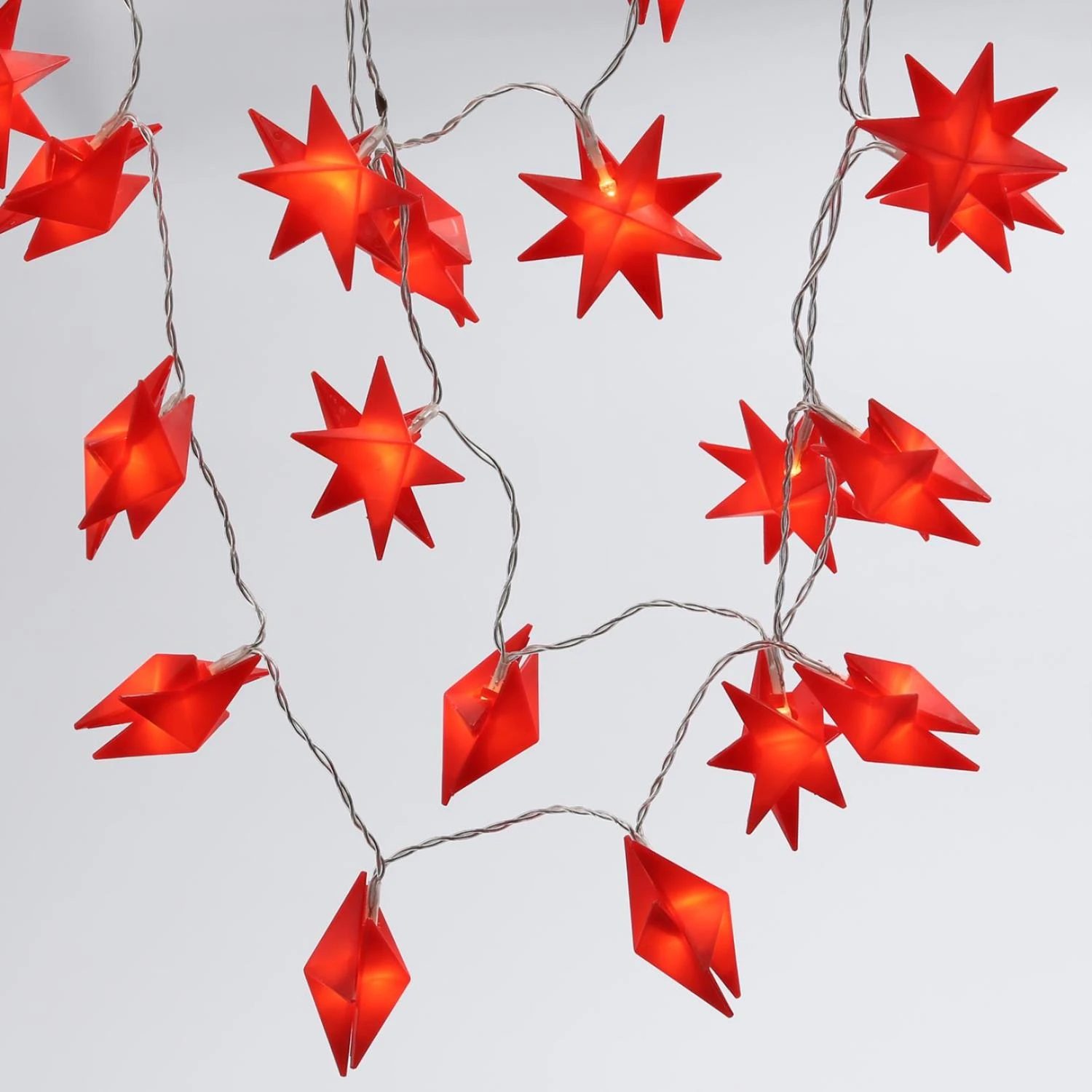 MARELIDA LED Licherkette Sterne 20 Leuchtende Sterne In Rot