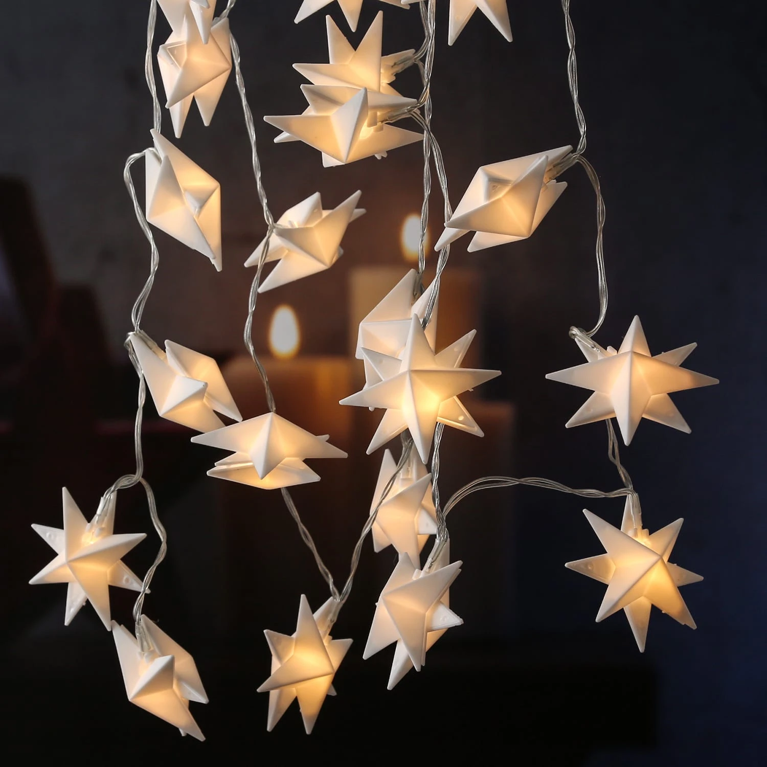 MARELIDA LED Licherkette Sterne 20 Leuchtende Sterne In Weiß – Bild 2